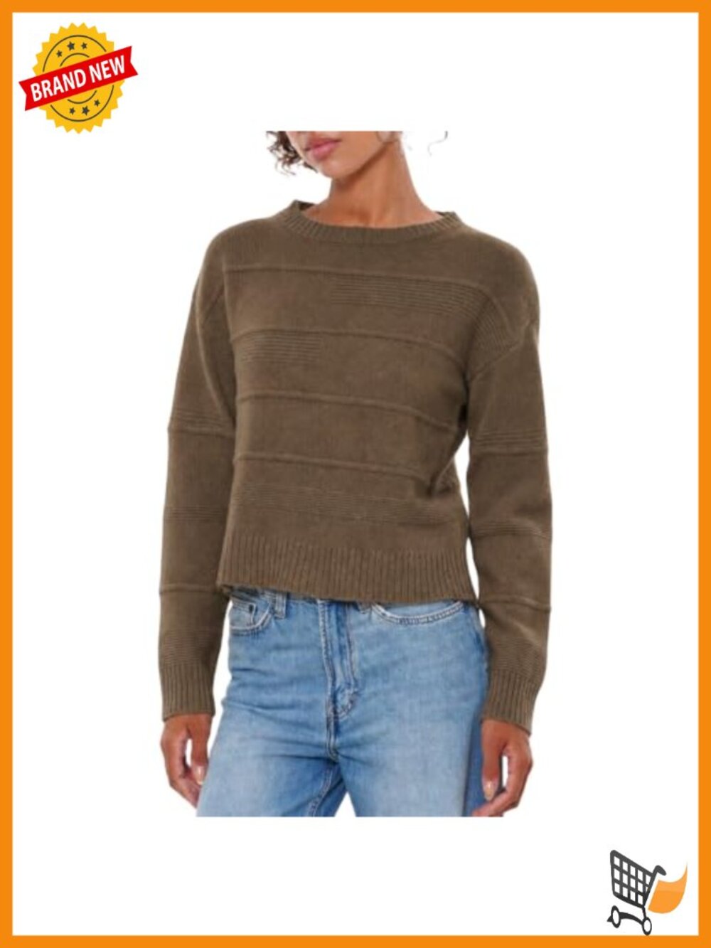 100% Wool Crewneck Cable Knit Pullover Sweater Cropped Long Sleeve